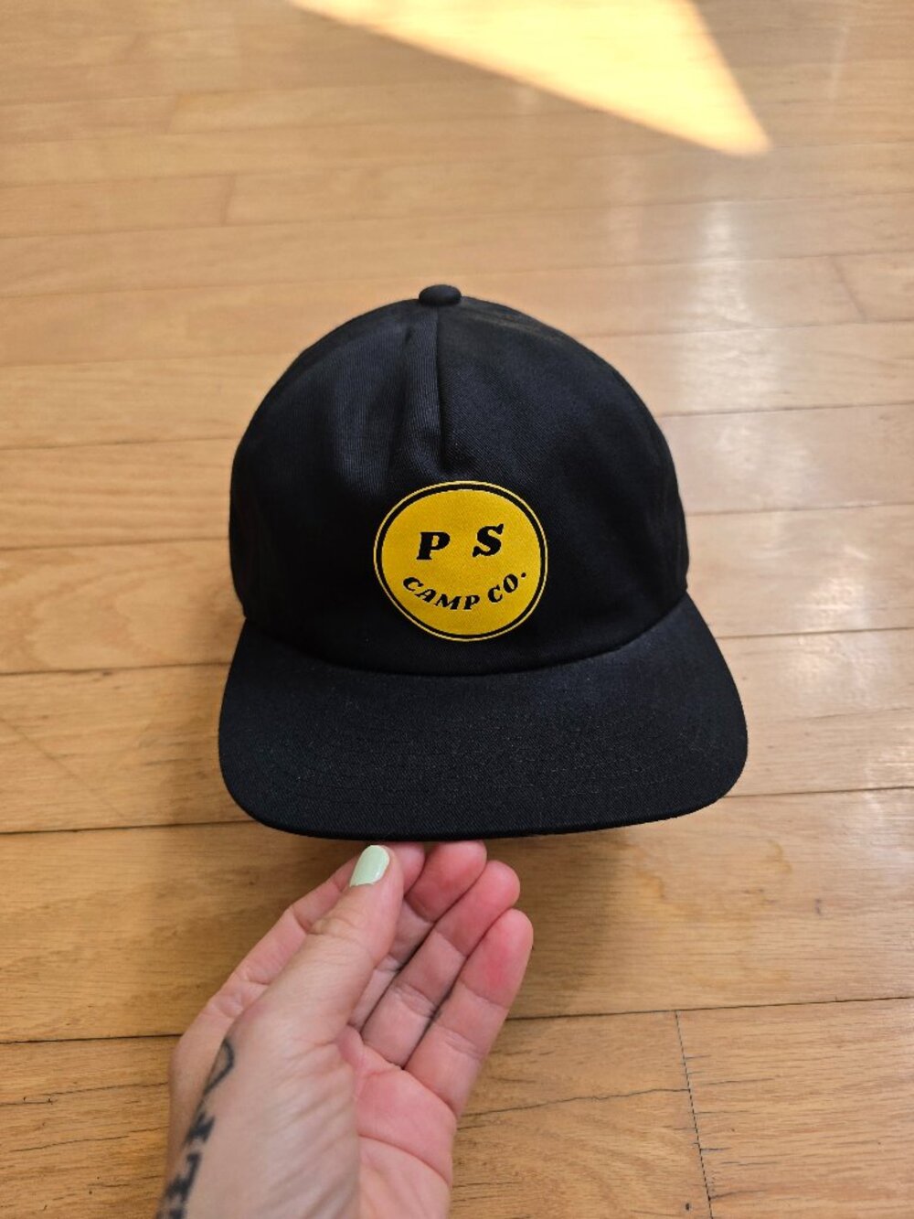 Poler x PS Camp Co. | 'Smiley Face' black canvas gorpcore 5-panel cap